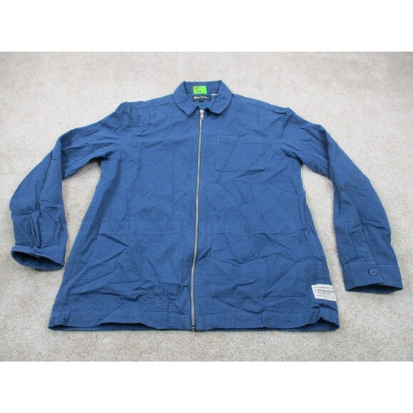 Barbour Bomber Jacket Adult Medium M Blue Full Zip Cotton Casual Pockets Mens - Picture 1 of 11
